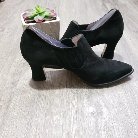 Ingledews * Vintage Black Suede Ankle Shoe Sz 7.5 - Picture 7 of 12